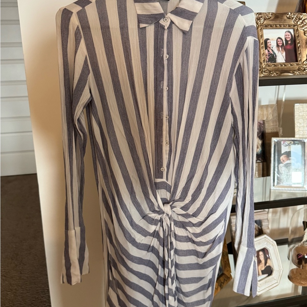 Striped Button-Up Shirt Dress
